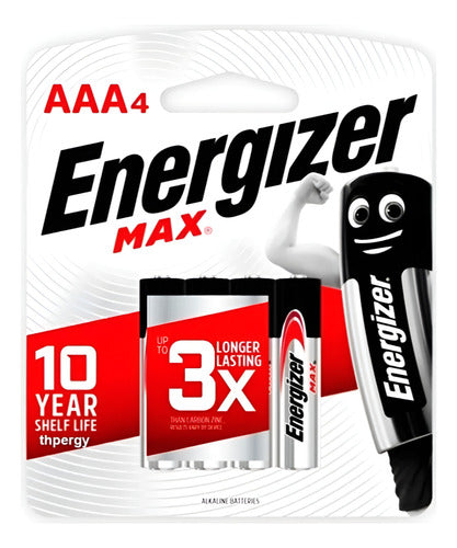 Energizer Max AAA Cylindrical Battery E92 Pack of 4 2