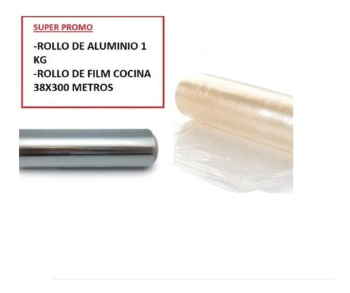 FNR Rollo Film Adherente 38x300 Mts + Rollo Papel Aluminio 1 Kg 0