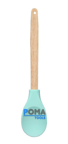 Pomatools Silicone Spoon with Wooden Handle for Baking and Cooking - Colors Available 1