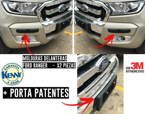 Kenny Molduras Ranger 2019 Defensas Paragolpe X 2 + Porta Patente 1