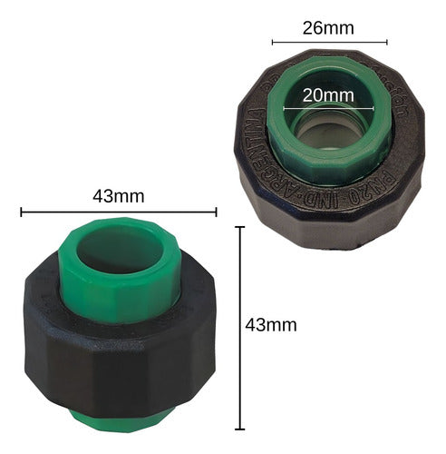 Union Doble 20 Termofusion Verde Agua Tubofusion 1