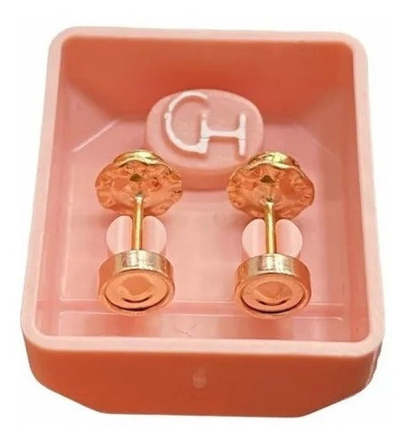 18k Gold Baby Earrings with Strass Stone 5mm Premium CH 6