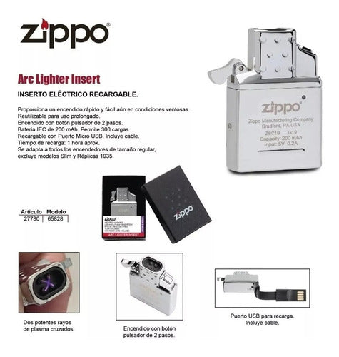 Zippo Rechargeable USB Original Guarantee 29057 1