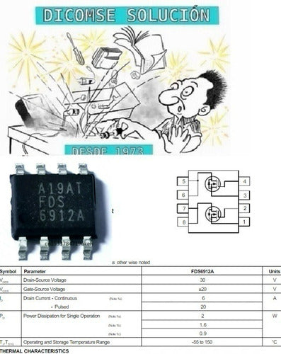 DICOMSE Integrated FDS6912A FDS6912 SOP8 Dual N Channel Logic Level 1