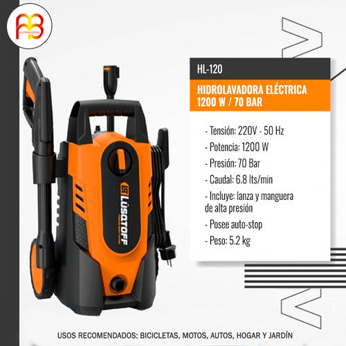 Lusqtoff Hidrolavadora HL-120 1200W 105 Bar Alta Presion 3