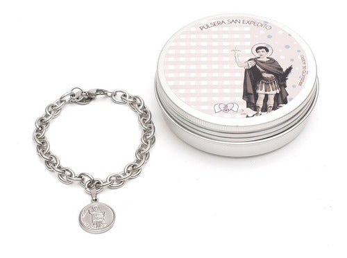 Stainless Steel Bracelet with San Expedito Medal 0