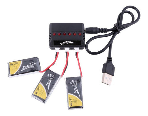 Baterias Lipo (5) Y Cargador 3.7v 380mah Rc Tattu 4