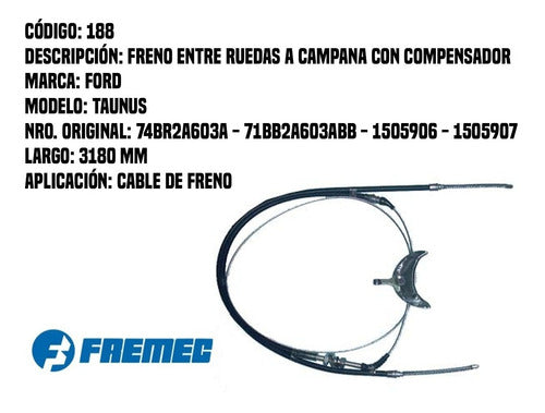 Fremec Cable Freno De Mano Entre Ruedas Ford Taunus 1