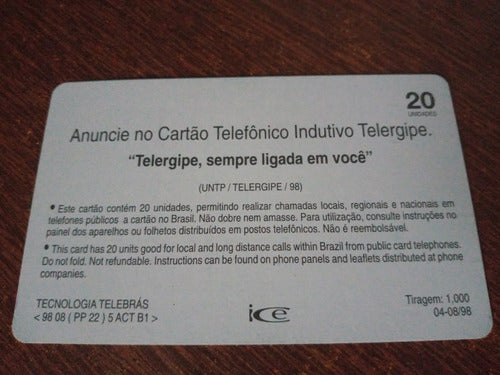 Cartão Orelhão Telefonico Telergipe Tiragem 1 Mil 1