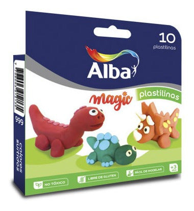 Alba Plastilina En Barra Caja 10 Colores Surtidos Sin Tacc 1