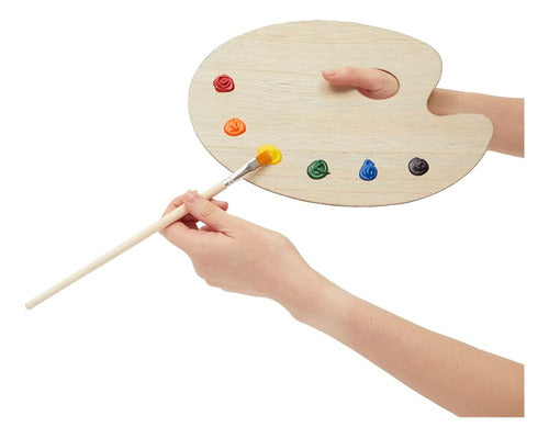 Bright Creations Oval Wooden Painting Palette Kit with Brushes and Tubes 3