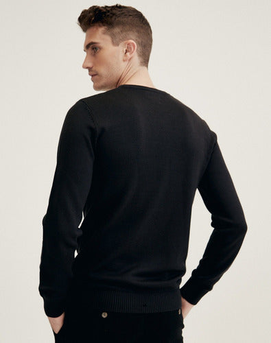 Equus Nidda Men's V-neck Cotton Sweater in Black 4
