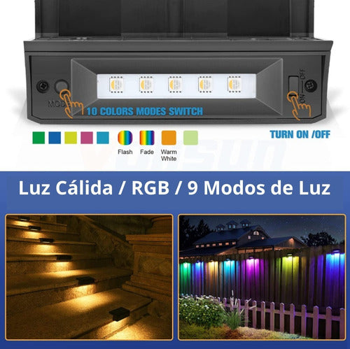 Volisun Aplique Led Solar Perfiladas Luz Calida Rgb 1