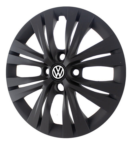 Set of 4 VW Gol Trend R15 2019 Front Satin Black Wheel Hubcaps 4
