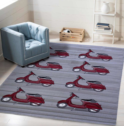 Dalex Vintage Vespa Motorbike Carpet 120x170cm Soft Carpetshop 1