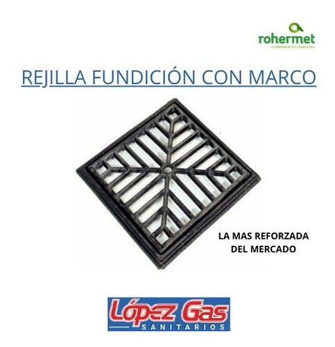 SN Rejilla Fundicion Reforzada 20x20cm Hierro Marco Rohermet 3