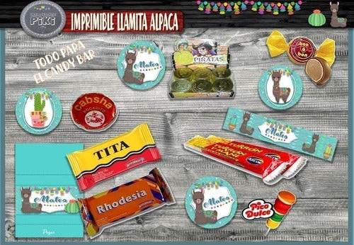 Tu Marca Design Printable Candy Bar Kit Llama Alpaca Cactus Full 5