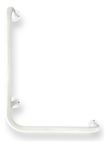 Iron Grab Bar L Shape Fixed White Three Points Bathroom Security 50x60 1