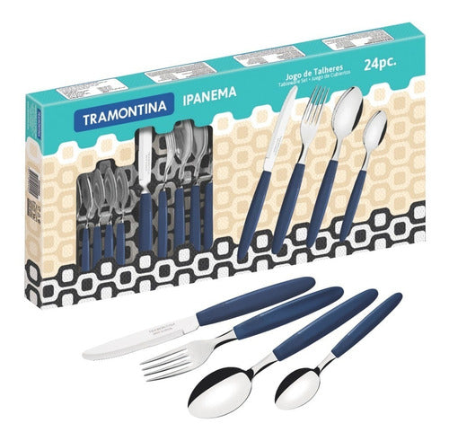 24-Piece Ipanema Tramontina Blue Cutlery Set 0