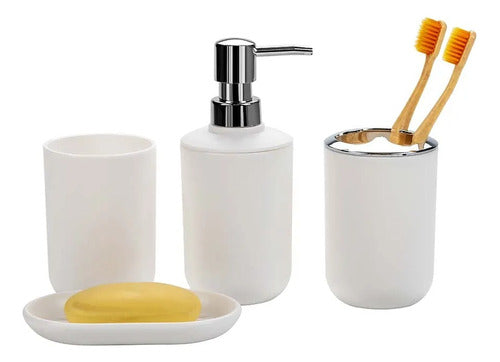 Generic Juego De Baño 4 Piezas Dispenser Vaso Jabonera Colores 0