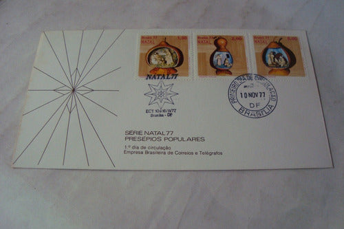 Envelope 1º Dia Brasilia / Presepios Populares Natal 1977 0