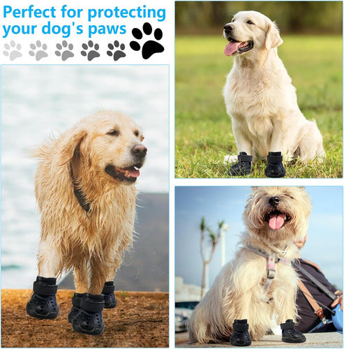 Zapatos Para Perro Verano Impermeables Negro 4 Pares 2