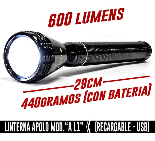 Rechargeable LED Apollo A-L1 Long Distance Flashlight // USB Rechargeable 3
