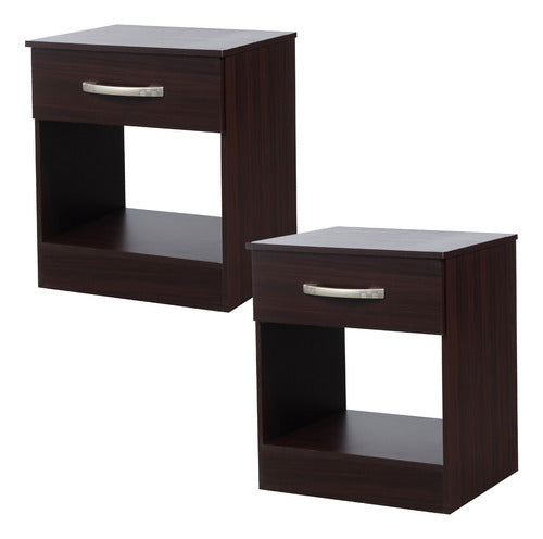 Set of 2 Bedside Tables with Drawer Benevento Nightstand 4