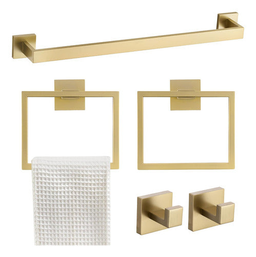 TQKAG 5-Piece Bath Towel Set, Brushed Gold 0