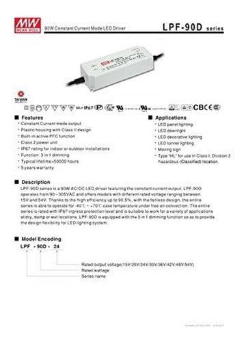 Mean Well Mw Lpf90d30 30 V 3 A 90 W Led Switching Power Supply 1