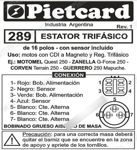 Ignition Module for Motomel Quest 250 / Corven 250 / Mapuche 250 - Pietcard 289 4