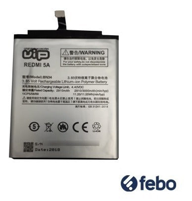 Batería Vip Para Xiaomi Redmi 5a 2910mah Gtía 6 Meses Febo 2