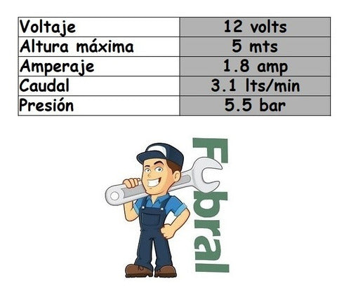 Bomba 12 Volt Diafragma C/corte Automático De 1.8 Amp.fubral 1