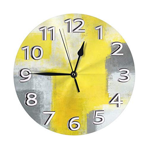 Mooneyenton White Wall Clock with Abstract Art Painting 0