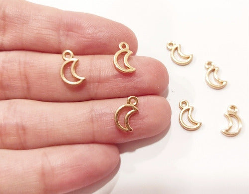 25 Mini Metal Crescent Moon Charms - Bijou Crafting Supplies 1