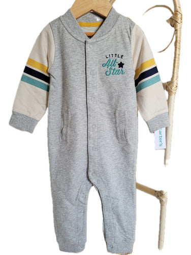 Carter's Long Sleeve Baby Romper with Snaps - Rustic Cotton 0