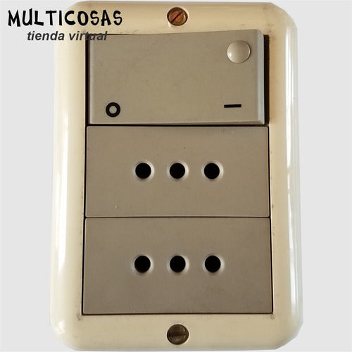 MOLVENO Exterior Box + Bipolar Switch + 2 Triple Socket Reggio 1