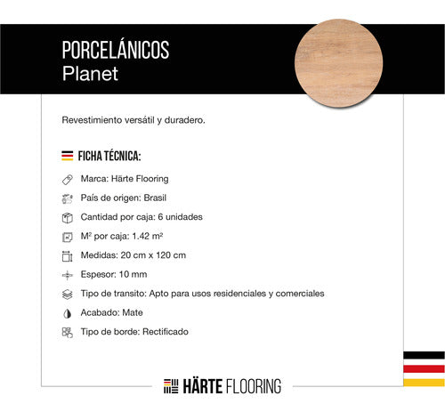 Harte Flooring Porcelanico Primera Calidad Piso Simil Madera 20x120 X Caja 1