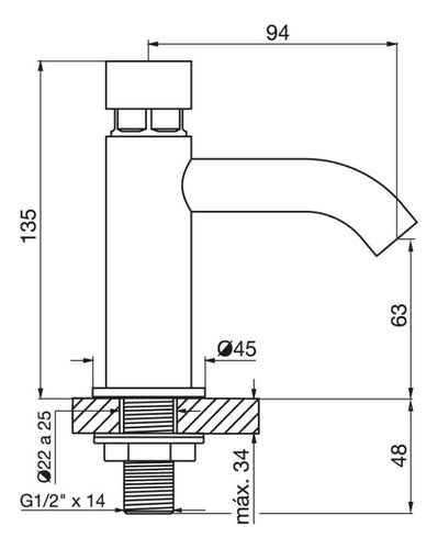 FV Automatic Timer Lavatory Faucet Chrome 1