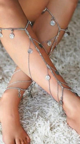 Body Chain - Leg Chain with Coins in Gold or Silver 1