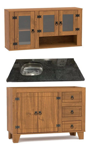 Kapan Under-Counter + Upper Wooden Cabinet + Labrador Granite Sink Left 0