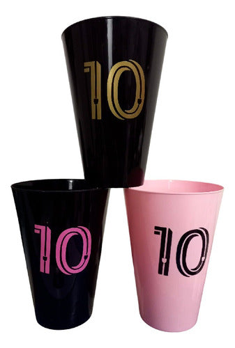 10 Vasos Plasticos Inter Souvenirs 420cc Negros Cumpleaños 3