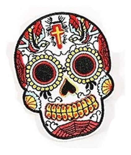 Aplique Bordado Calavera Mexicana Termoadhesiva 0