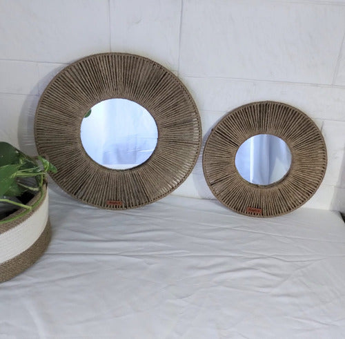 Kaylu Round Jute Mirror with Metal Frame 40 cm 1