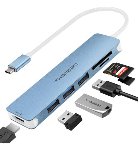 ThanBao 7-in-1 USB-C Hub Adapter, Portable Dongle 0