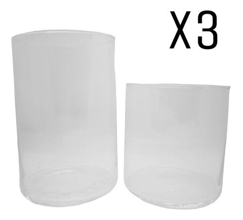 Set Duo Transparent Glass Cylindrical Jar X3 1