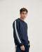 Equus Lodano Sweatshirt, Men's Round Neck, Striped, Navy 1