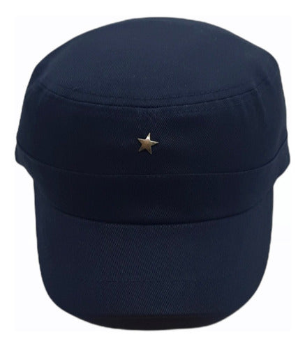 Military Style Short Visor Cap with Metal Star Applique Cotton Gabardine 5
