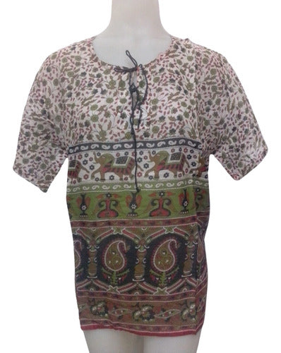 HHG SA Blusa Maya Mangas Cortas 100% Algodon Importado Hindu 7