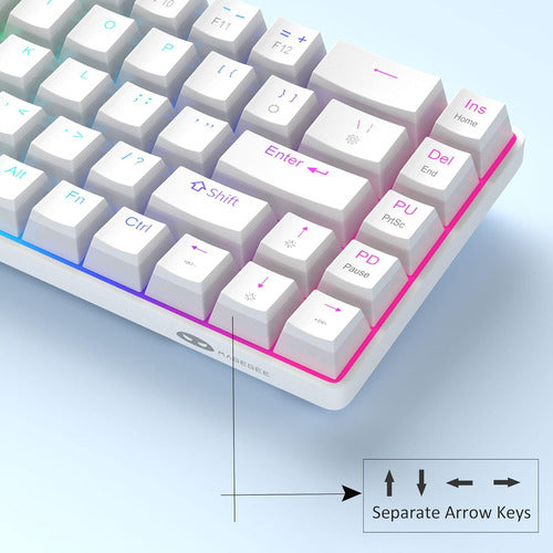 Teclado Gaming Portátil De 68 Teclas Con Luces Rgb Blanco 2